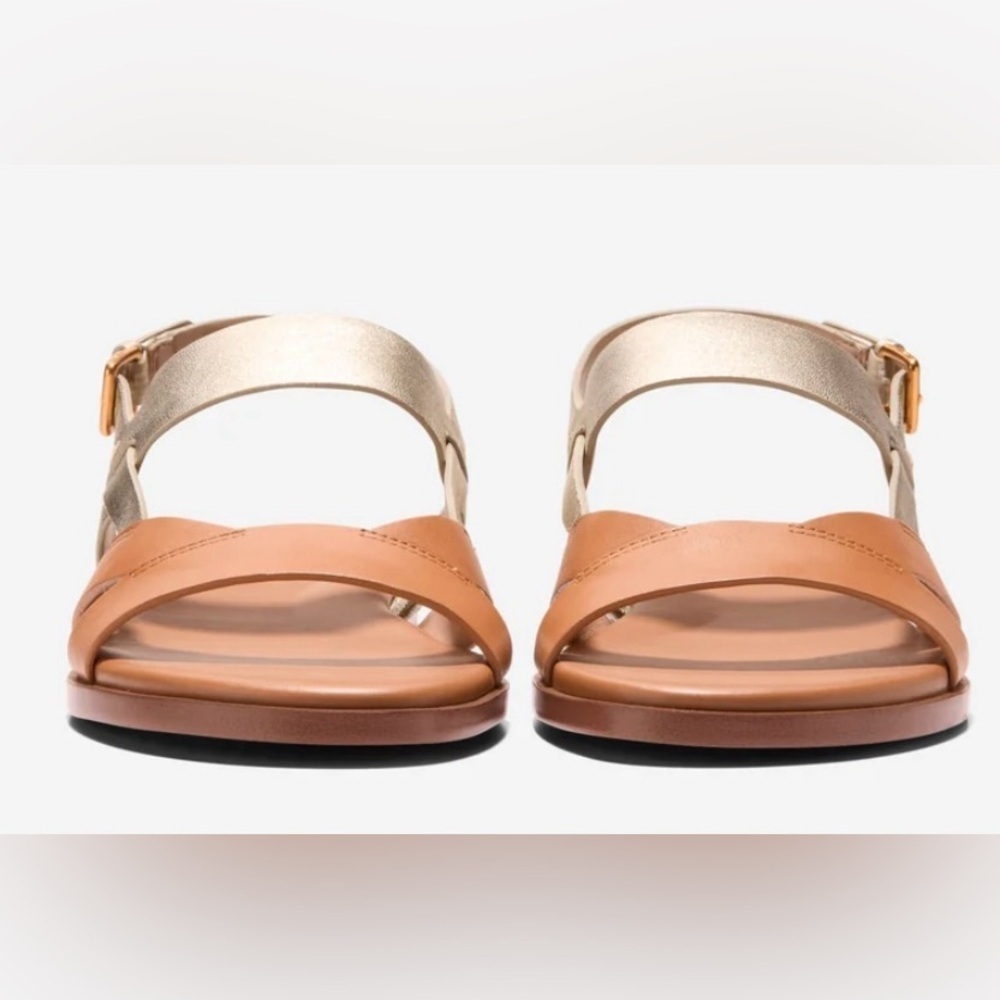 Preloved COLE HAAN Fawn Pecan Gold Leather Sandals Women's Size 10 - Picture 9 of 12